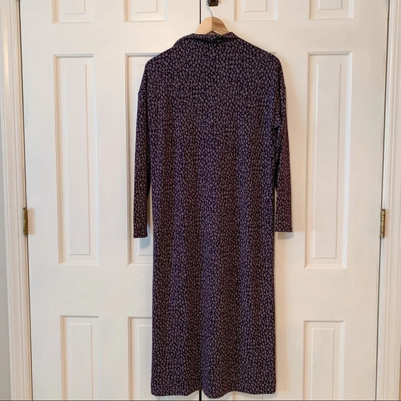 Ann Taylor Stretch Jersey Animal Print Button Midi Dress - Picture 2 of 6